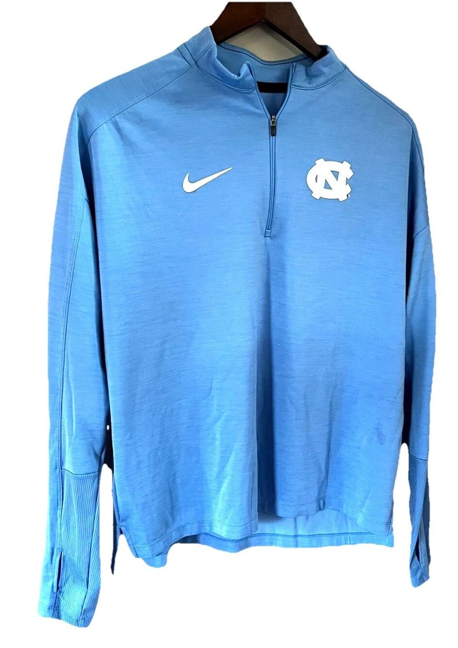 Nike Dri-Fit Pullover Jacket Womens L UNC Tar Heels 1/4 Zip Carolina Blue